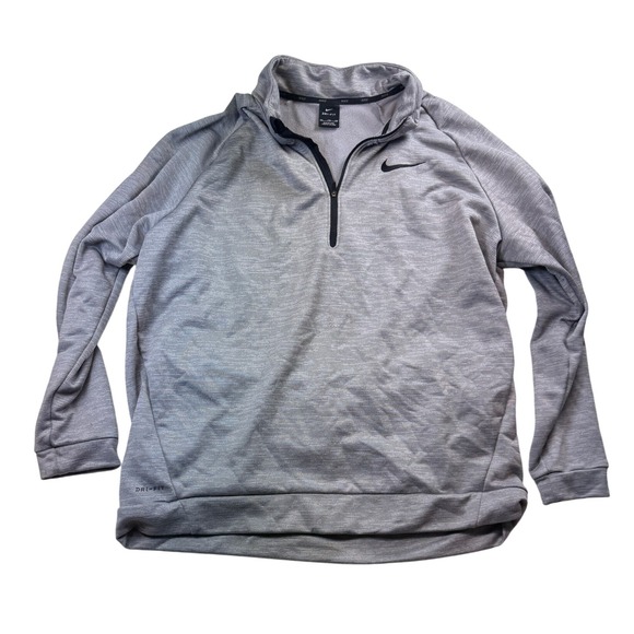 Nike Dri-FIT XXL Gray Pullover 1/4 Zip Long Sleeve Athletic Top mens Lightweight - Picture 1 of 8